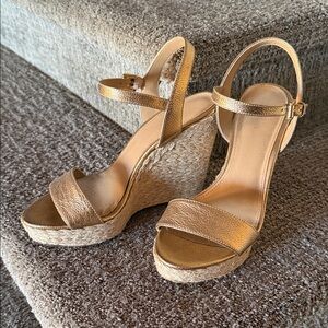 Michael Kors Jill Gold Espadrille Wedge Sandals